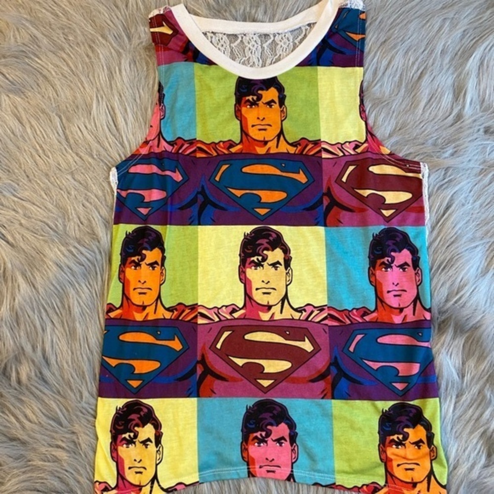 Superman Tank Top Juniors Size M(7/9) Sleeveless‎ Top